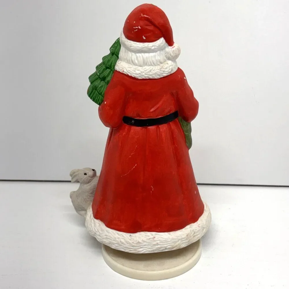 Vtg Christmas Porcelain Santa Wind-Up Plays 